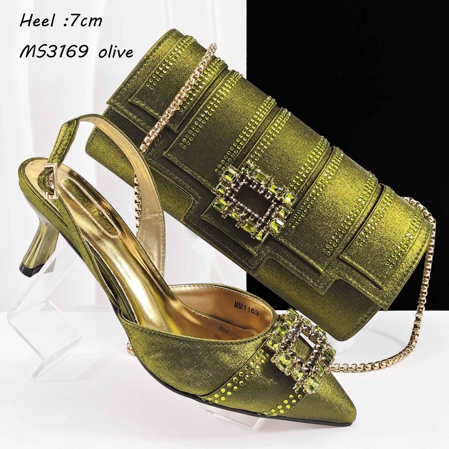 Rhinestone accents with a matching clutch.